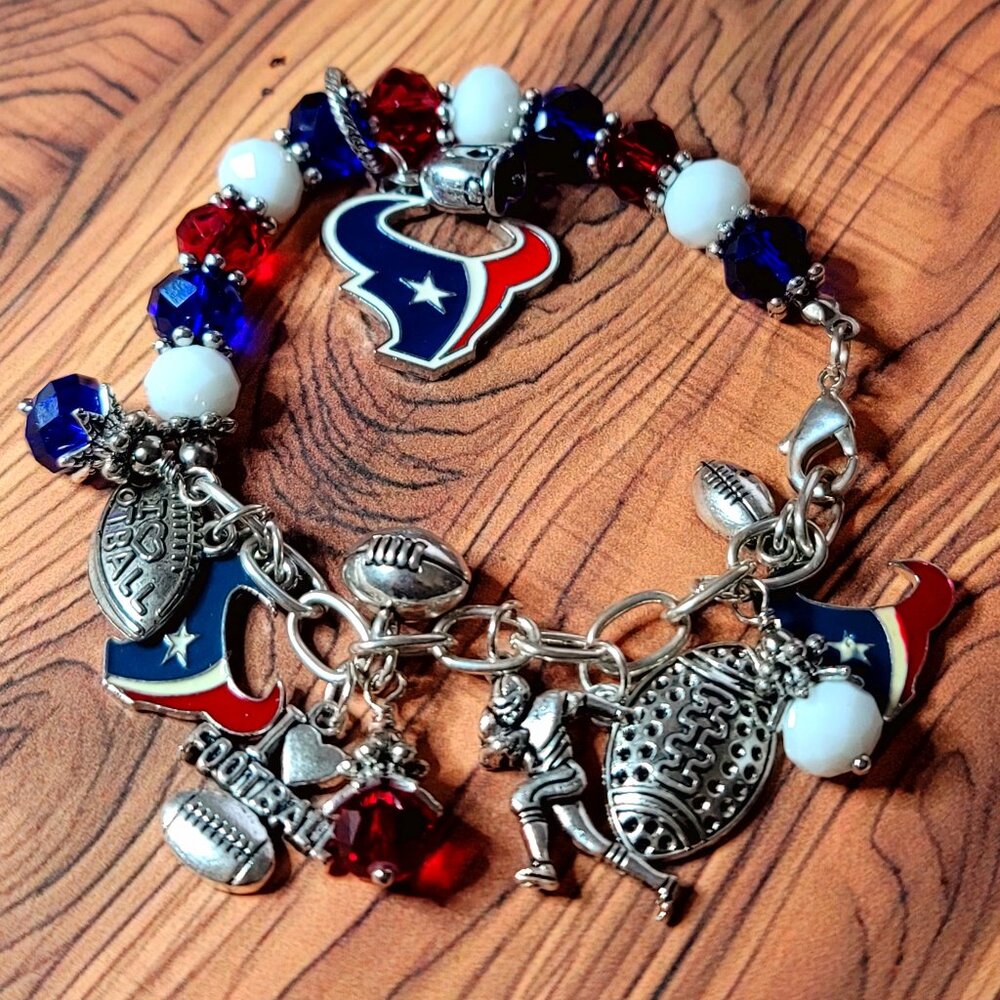 Houston Texans Beaded Charm Bracelet